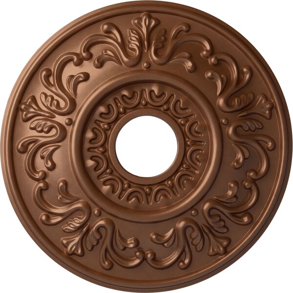 Ekena Millwork Valletta Ceiling Medallion (Fits Canopies up to 3 1/2"), 18"OD x 3 1/2"ID x 1"P, Polished Copper CM18VLPOS - main